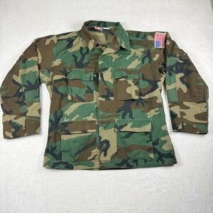 Woodland Camo Military Jacket Large Utility Y2K Streetwear